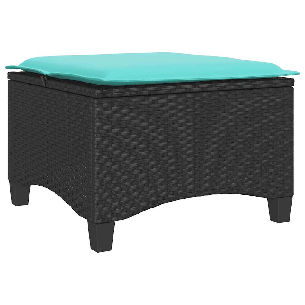 vidaXL Σκαμπό Κήπου με Μαξιλάρια 2 τεμ. Μαύρα 55x55x36 εκ. από Συνθετικό Ρατάν
