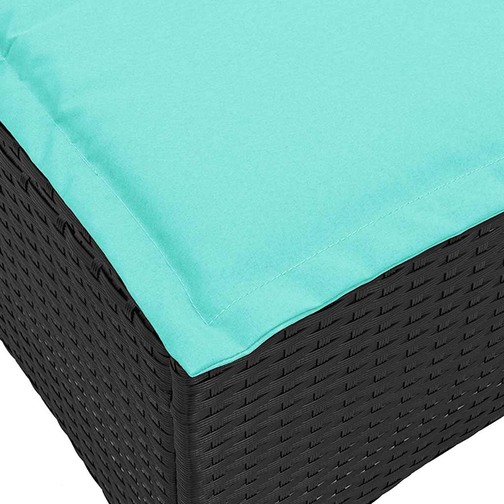 vidaXL Σκαμπό Κήπου με Μαξιλάρια 2 τεμ. Μαύρα 55x55x36 εκ. από Συνθετικό Ρατάν