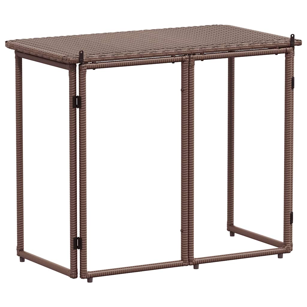 vidaXL Πτυσσόμενο τραπέζι κήπου καφέ 90x51x75 cm Poly Rattan