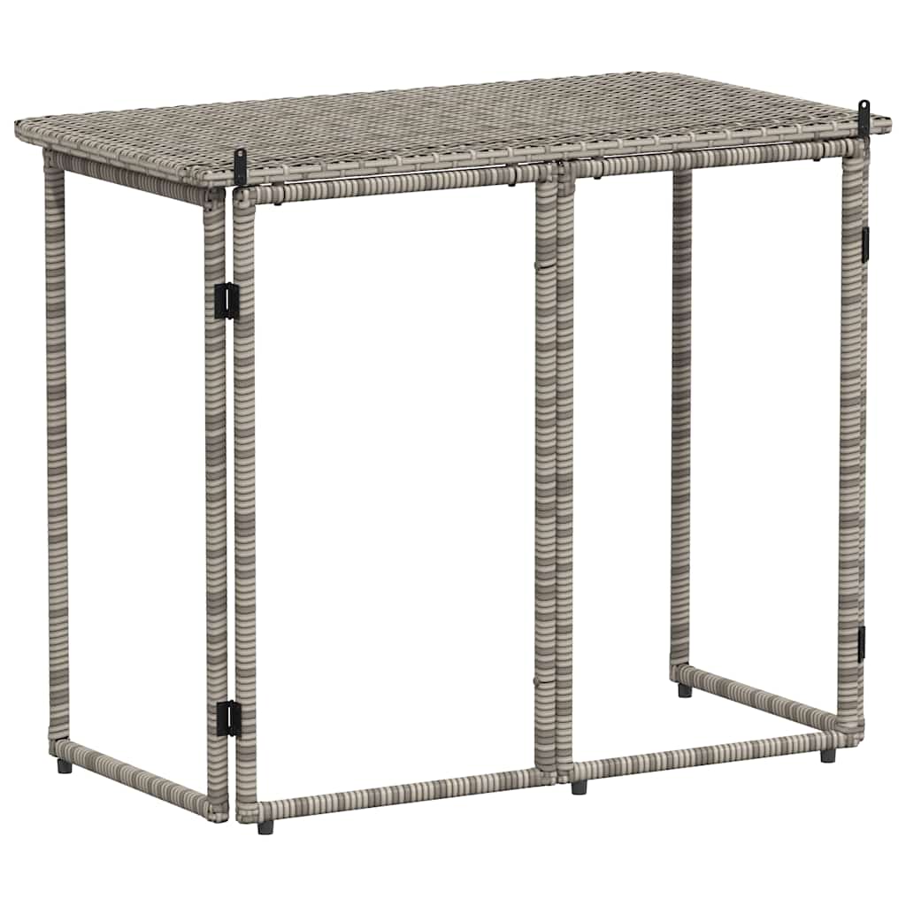 vidaXL Πτυσσόμενο τραπέζι κήπου γκρι 90x51x75 cm Poly Rattan