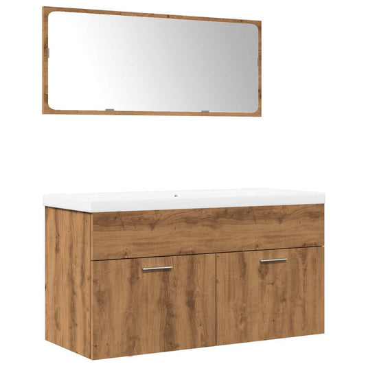 vidaXL Σετ Επίπλων Μπάνιου 3 Τεμαχίων Τεχνίτης Δρυς από Τεχν. Ξύλο