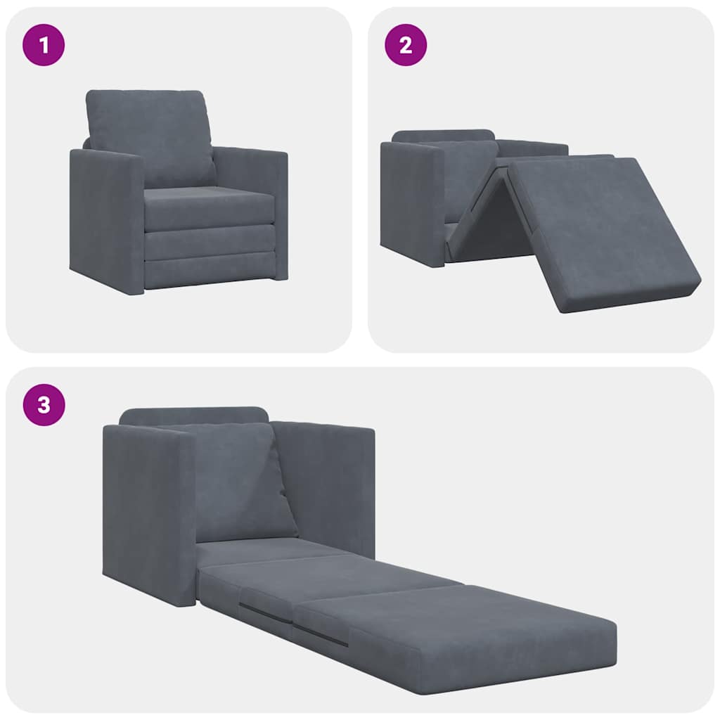 vidaXL Κρεβάτι καναπές 60cm Σκούρο Γκρι Βελούδο