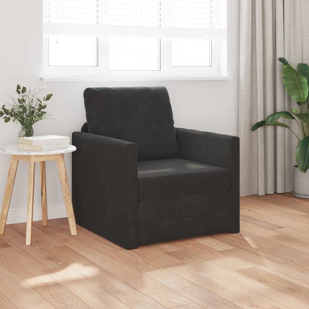 vidaXL Κρεβάτι καναπές Μαύρο 74 x 77 x 81 εκ. Βελούδο