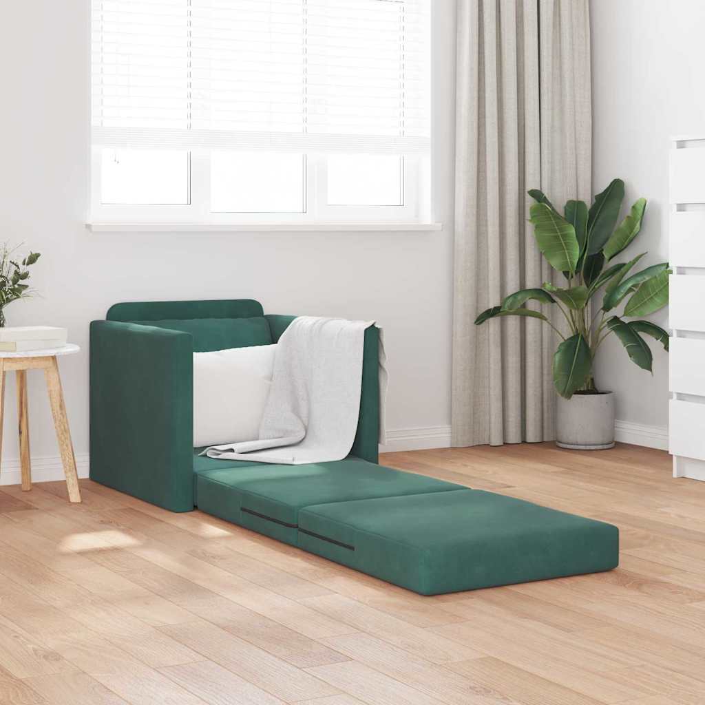 vidaXL Κρεβάτι καναπές 60cm Σκούρο Πράσινο Βελούδο