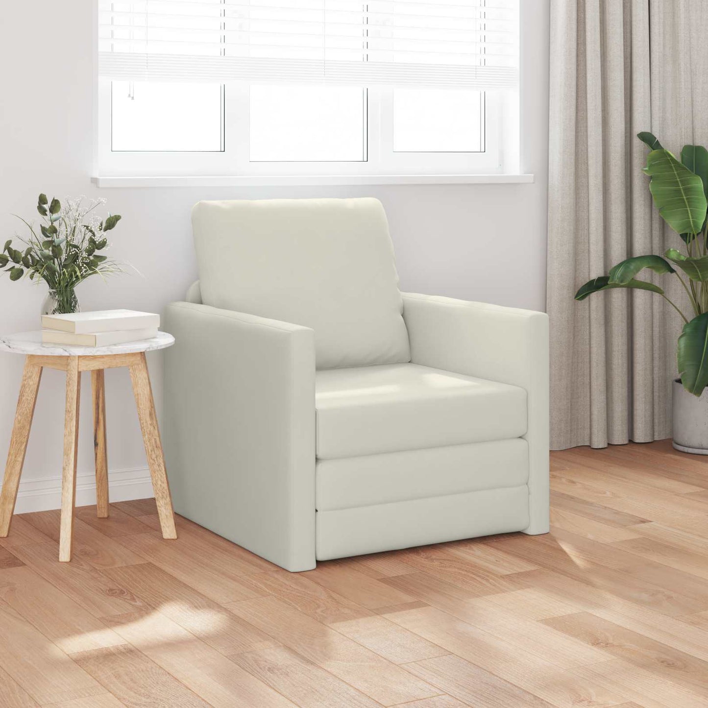 vidaXL Κρεβάτι καναπές Κρεμ 74 x 77 x 81 εκ. Βελούδο