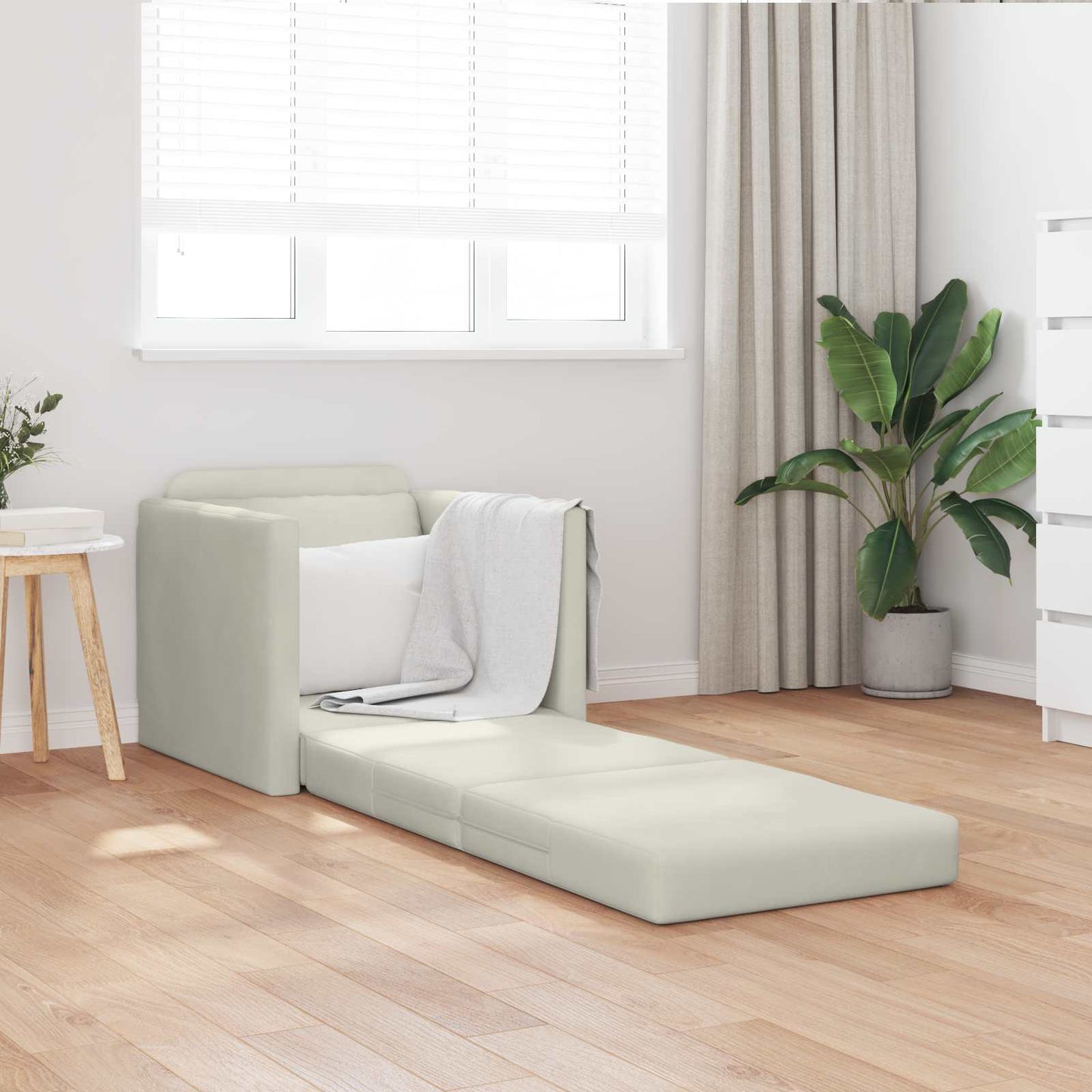 vidaXL Κρεβάτι καναπές Κρεμ 74 x 77 x 81 εκ. Βελούδο