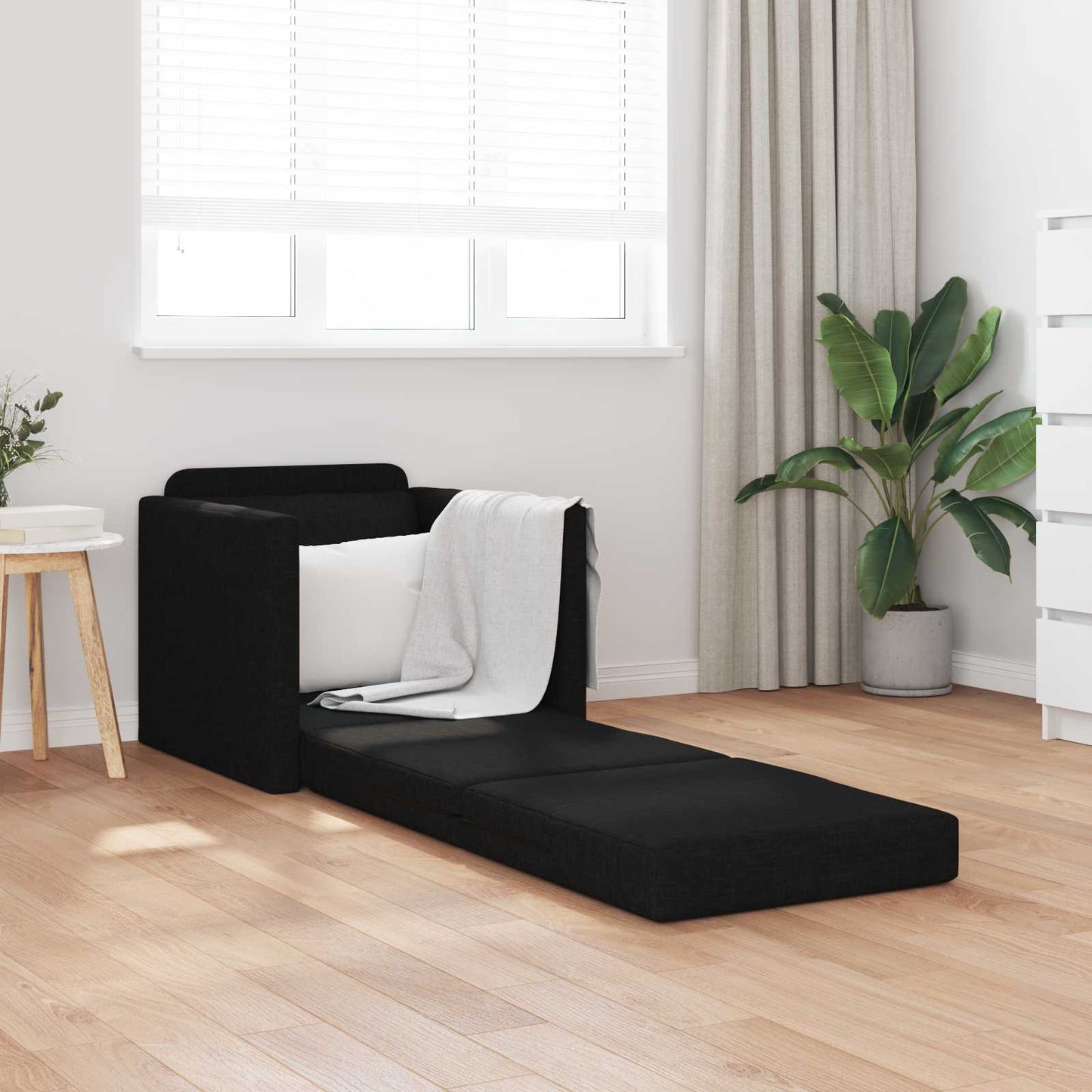 vidaXL Κρεβάτι καναπές 60cm Μαύρο ύφασμα