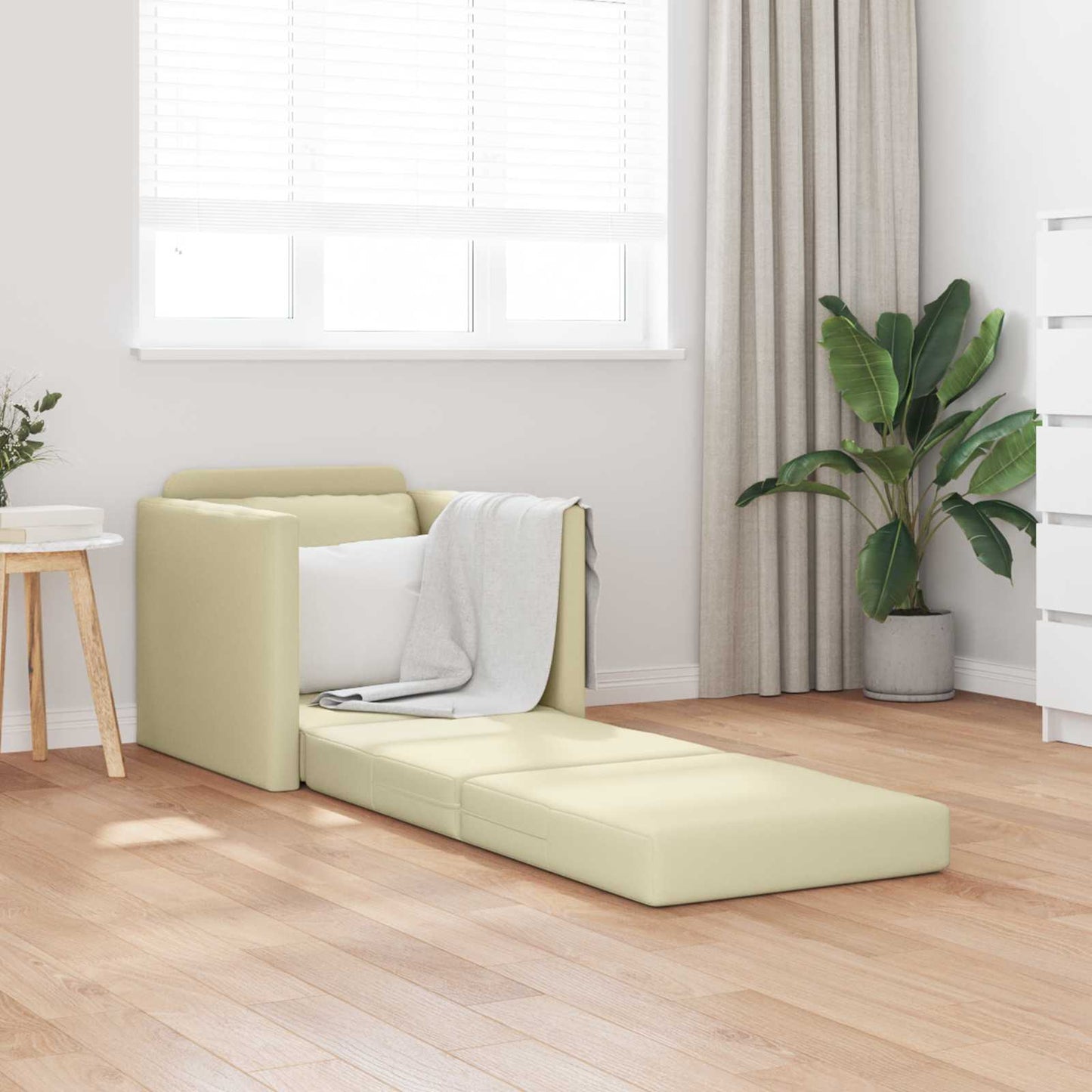 vidaXL Κρεβάτι καναπές 60cm Κρεμ Δερματίνη