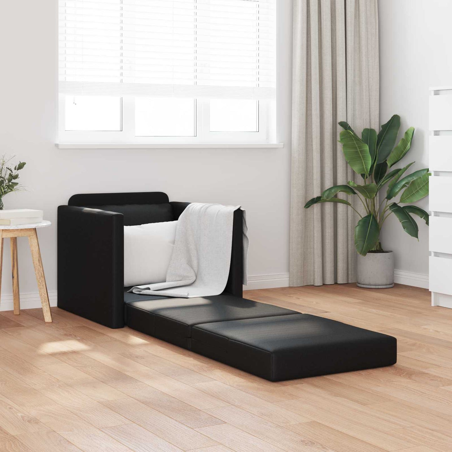 vidaXL Κρεβάτι καναπές 60cm Μαύρο Δερματίνη
