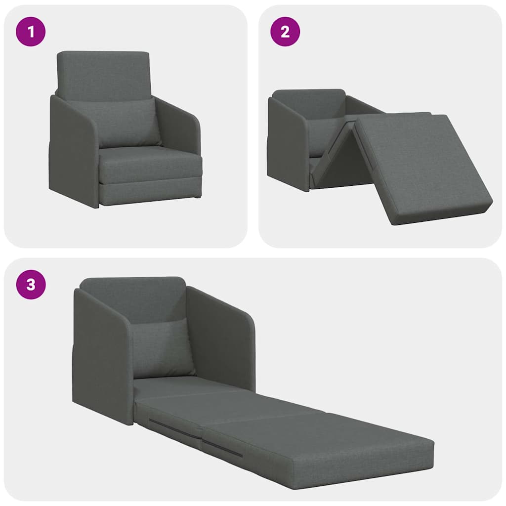 vidaXL Κρεβάτι καναπές 60cm Σκούρο Γκρι ύφασμα