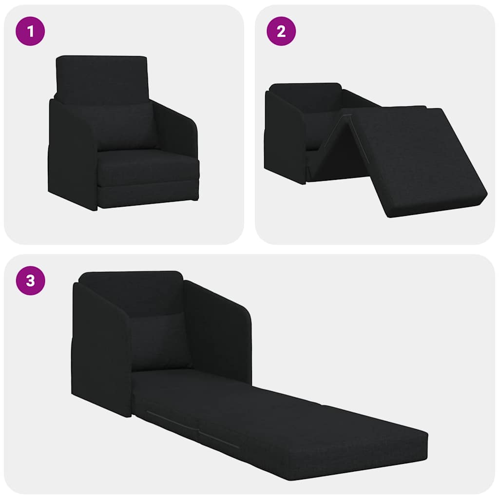 vidaXL Κρεβάτι καναπές 60cm Μαύρο ύφασμα