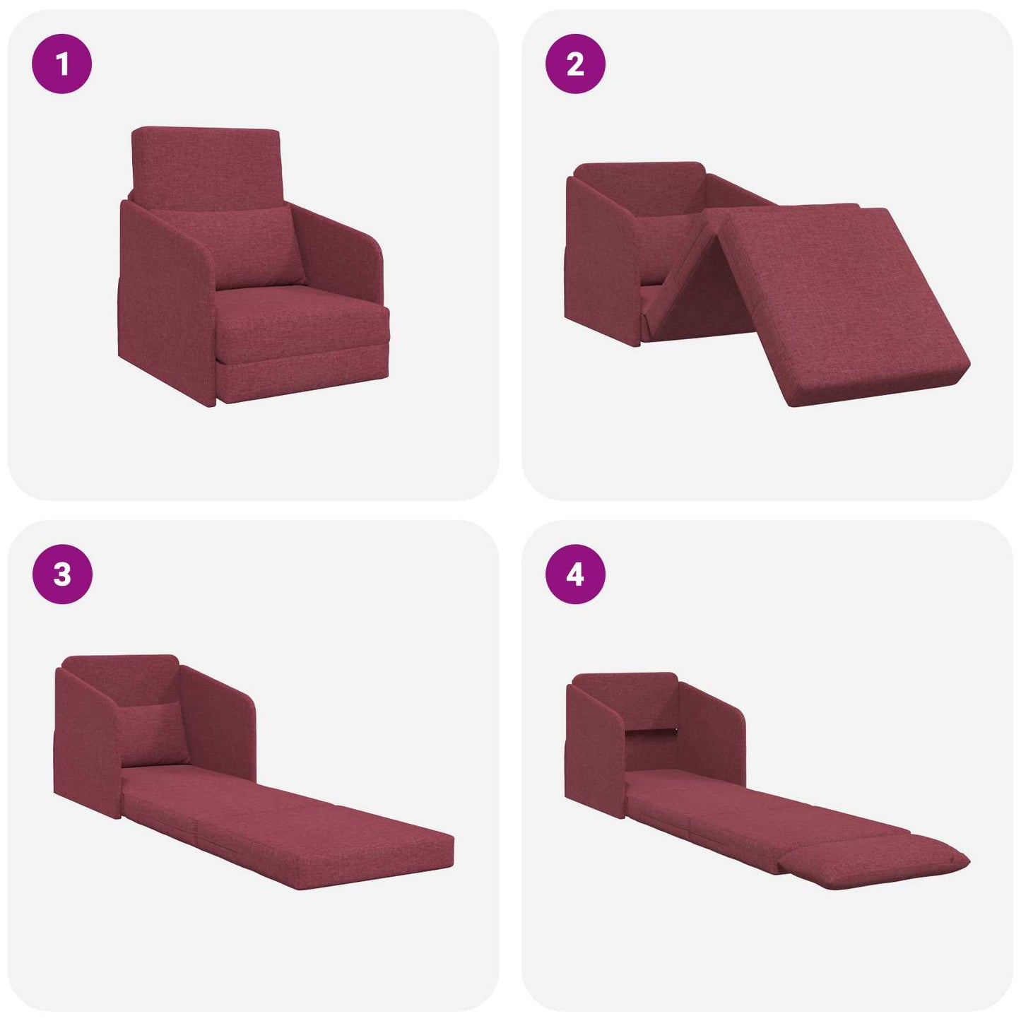 vidaXL Κρεβάτι καναπές Κόκκινο 65 x 80 x 83 εκ. ύφασμα