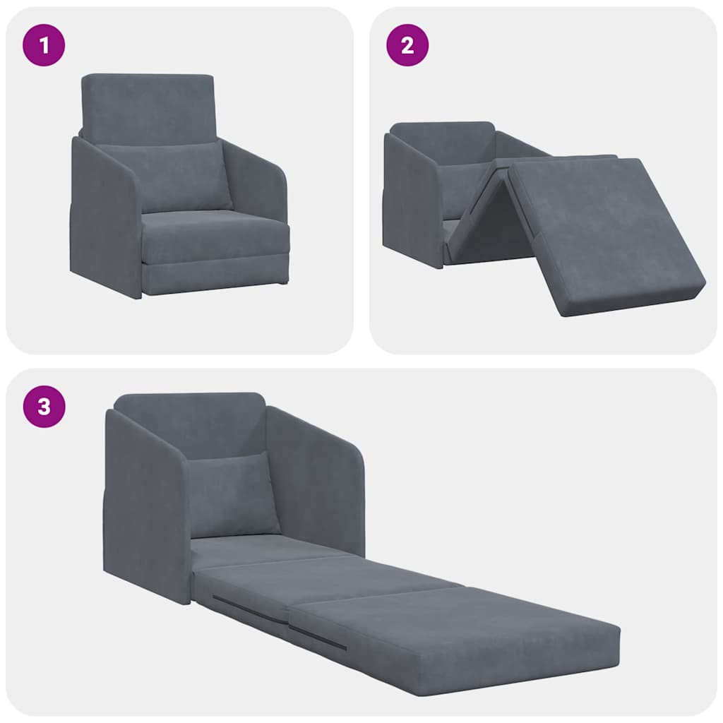 vidaXL Κρεβάτι καναπές Σκούρο Γκρι 65 x 80 x 83 εκ. Βελούδο