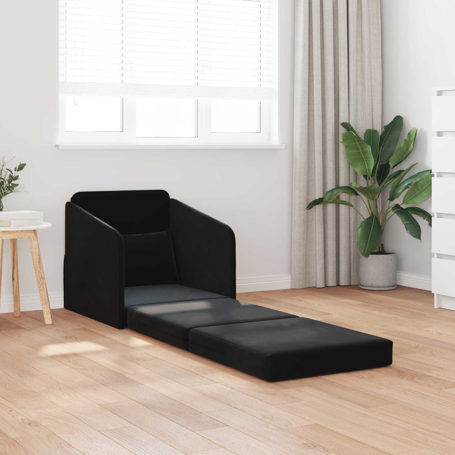 vidaXL Κρεβάτι καναπές Μαύρο 65 x 80 x 83 εκ. Βελούδο