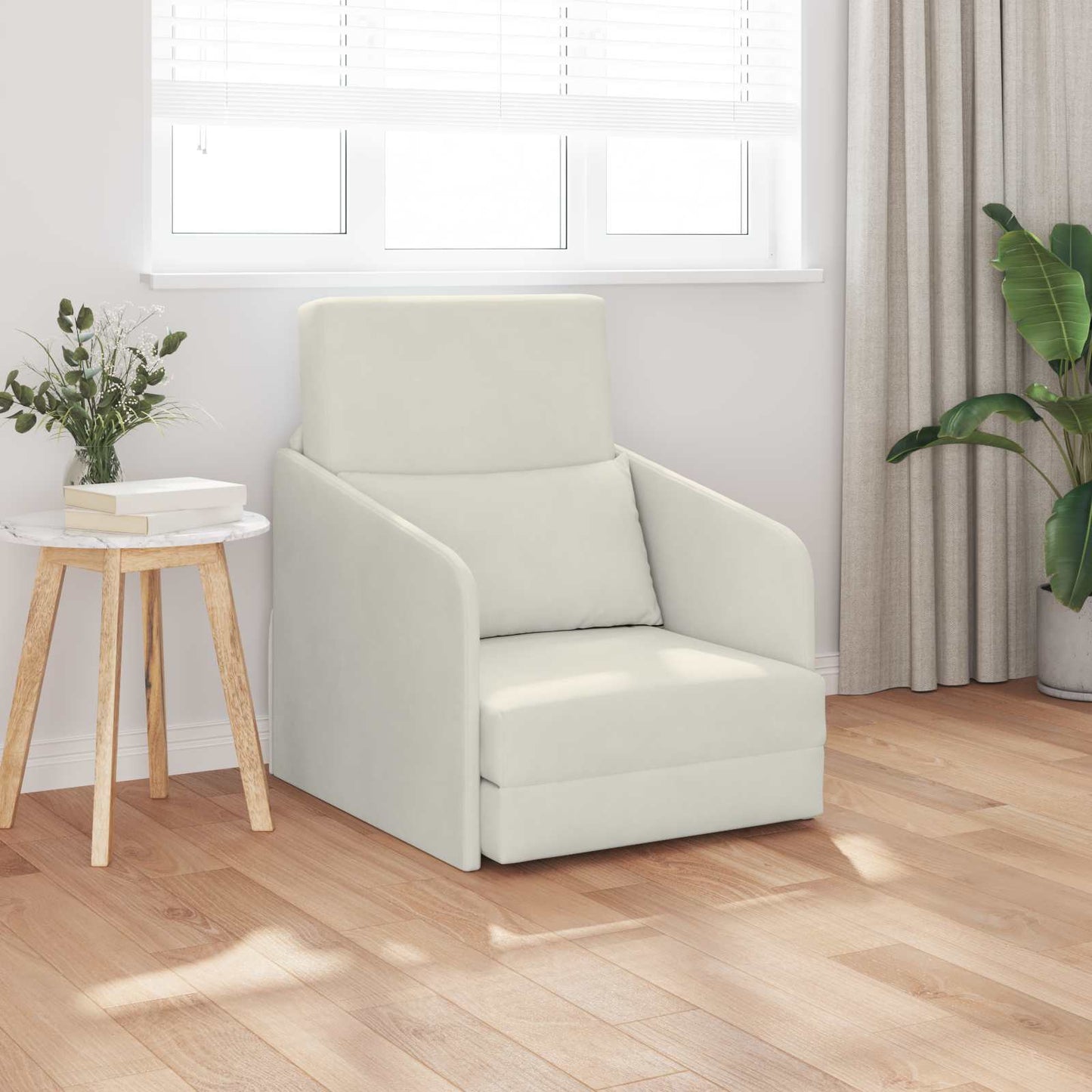 vidaXL Κρεβάτι καναπές Κρεμ 65 x 80 x 83 εκ. Βελούδο