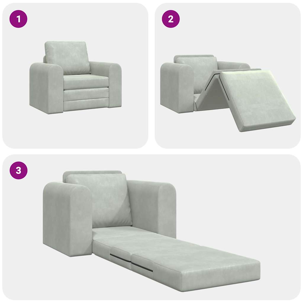 vidaXL Κρεβάτι καναπές Ανοιχτό γκρι 98 x 71 x 83 εκ. Βελούδο
