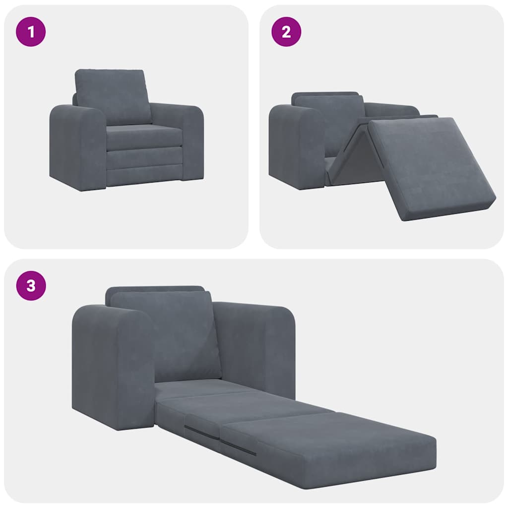 vidaXL Κρεβάτι καναπές Σκούρο Γκρι 98 x 71 x 83 εκ. Βελούδο