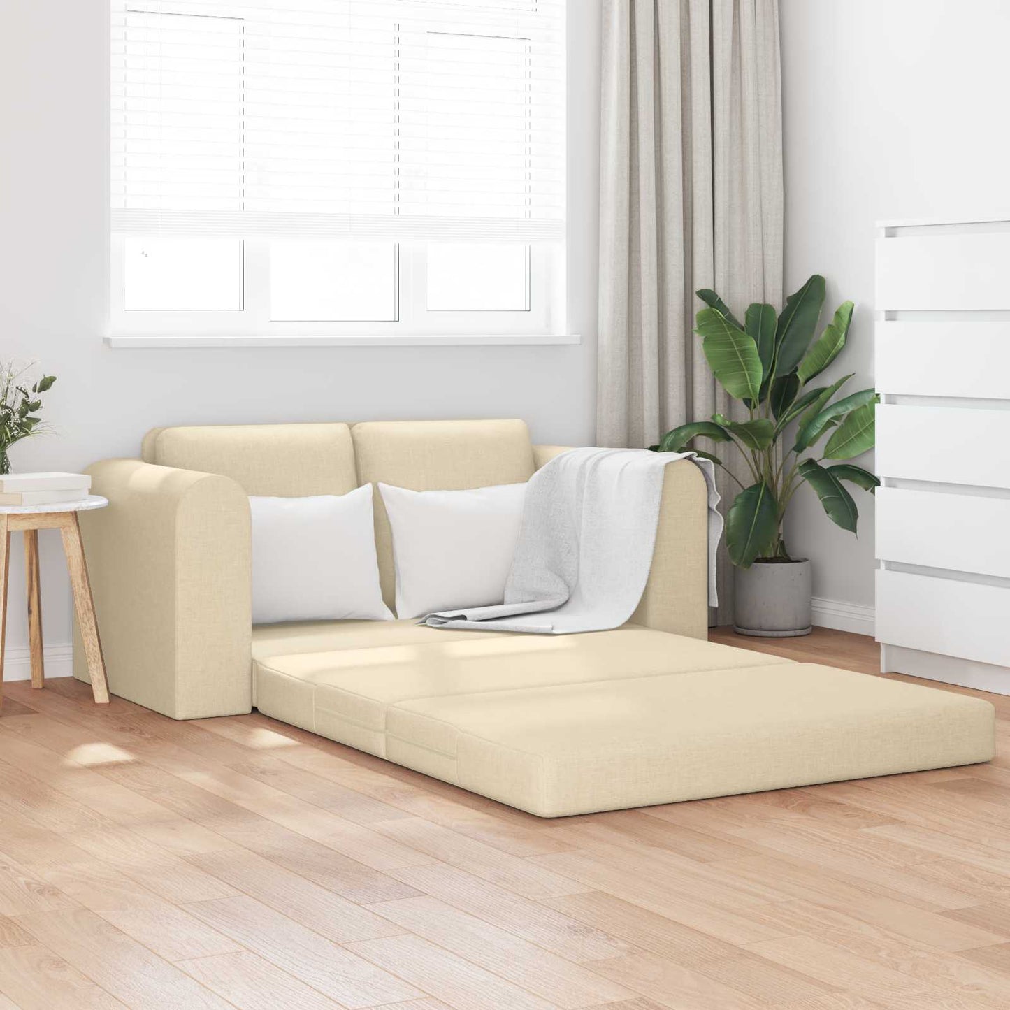 vidaXL Κρεβάτι καναπές 60cm Κρεμ ύφασμα