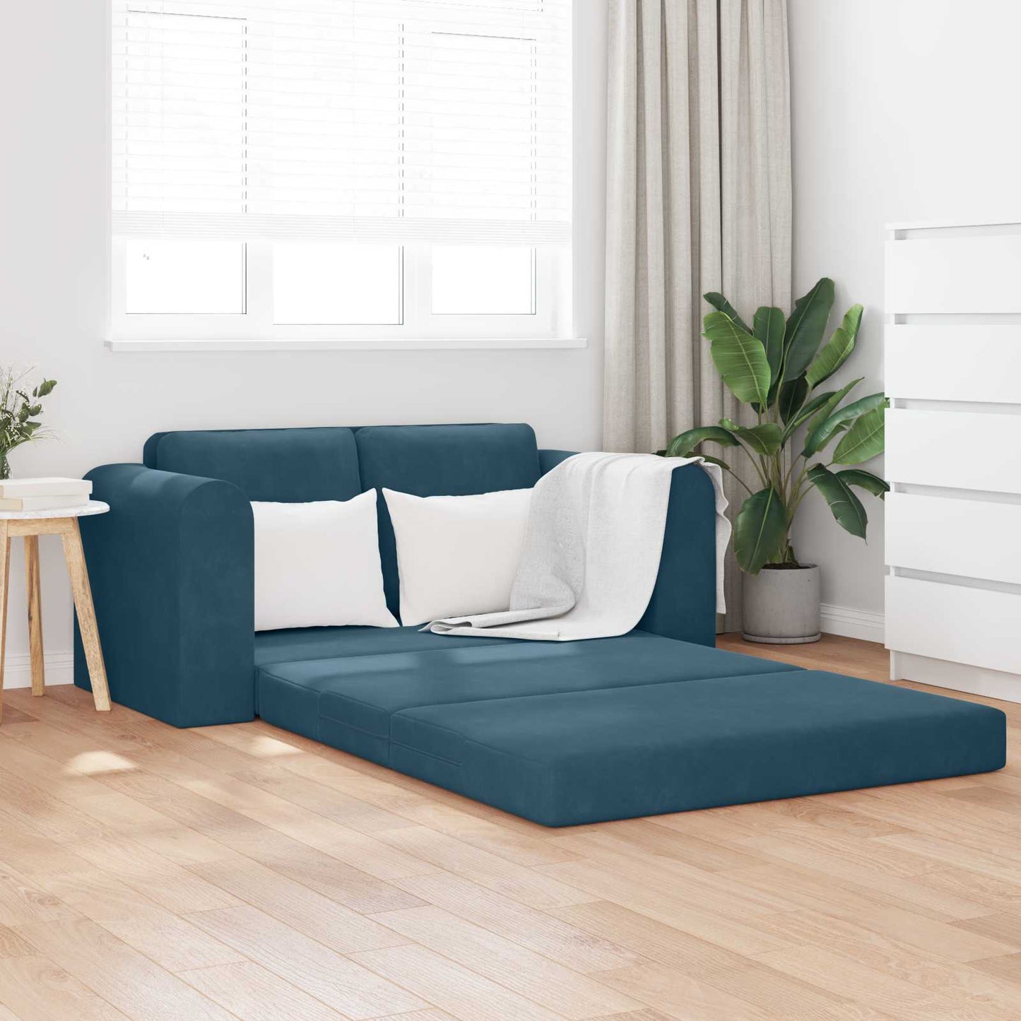 vidaXL Κρεβάτι καναπές Μπλε 148 x 71 x 83 εκ. Βελούδο