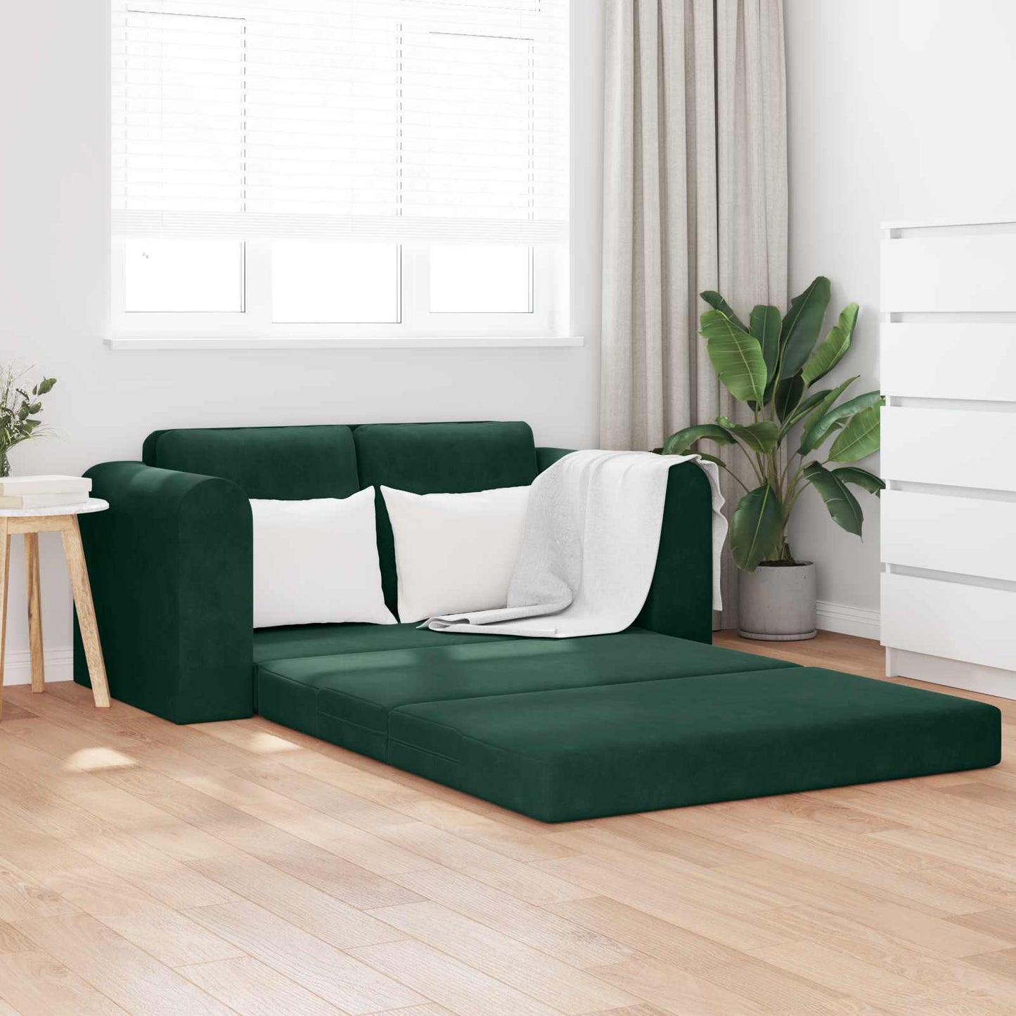 vidaXL Κρεβάτι καναπές Σκούρο Πράσινο 148 x 71 x 83 εκ. Βελούδο