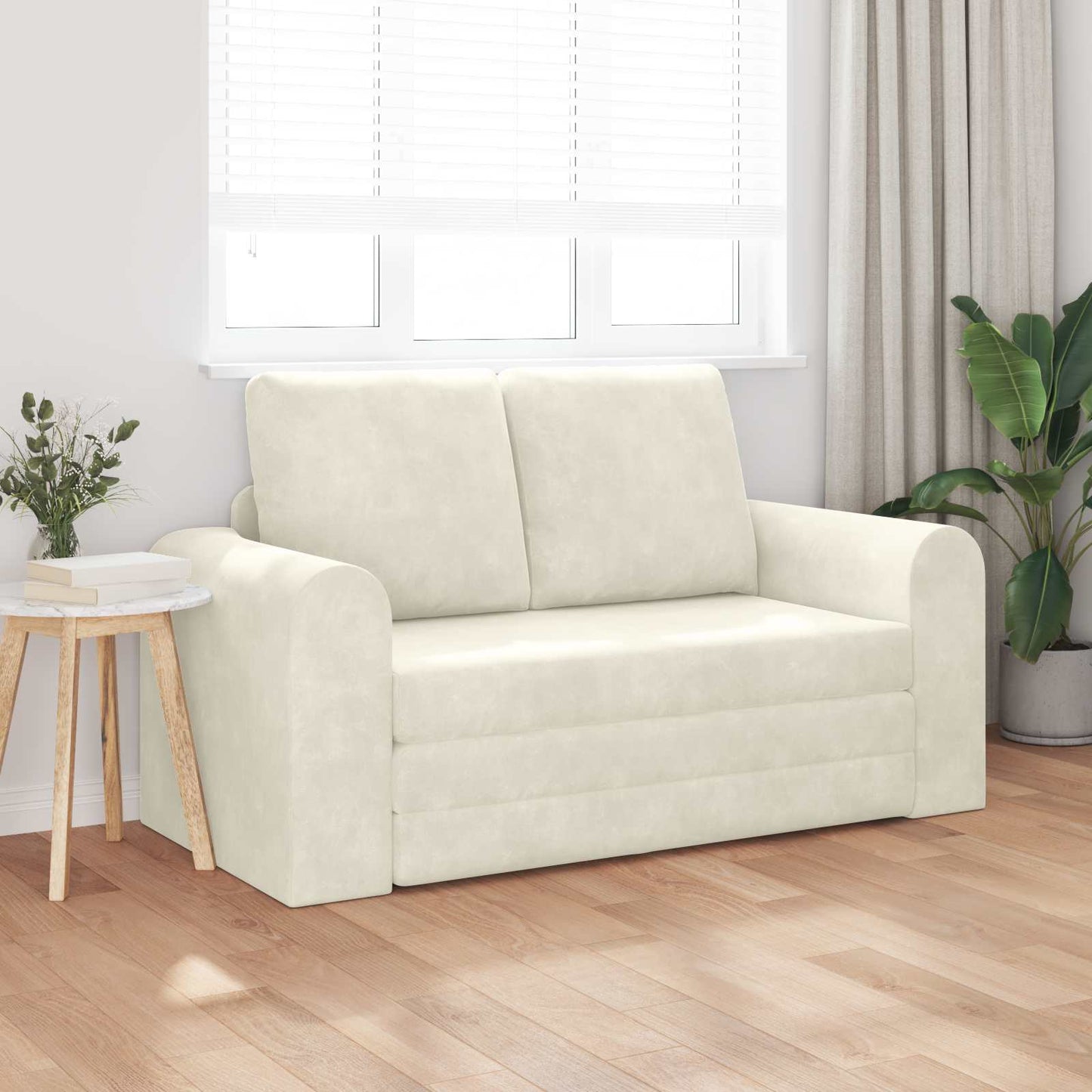 vidaXL Κρεβάτι καναπές Κρεμ 148 x 71 x 83 εκ. Βελούδο