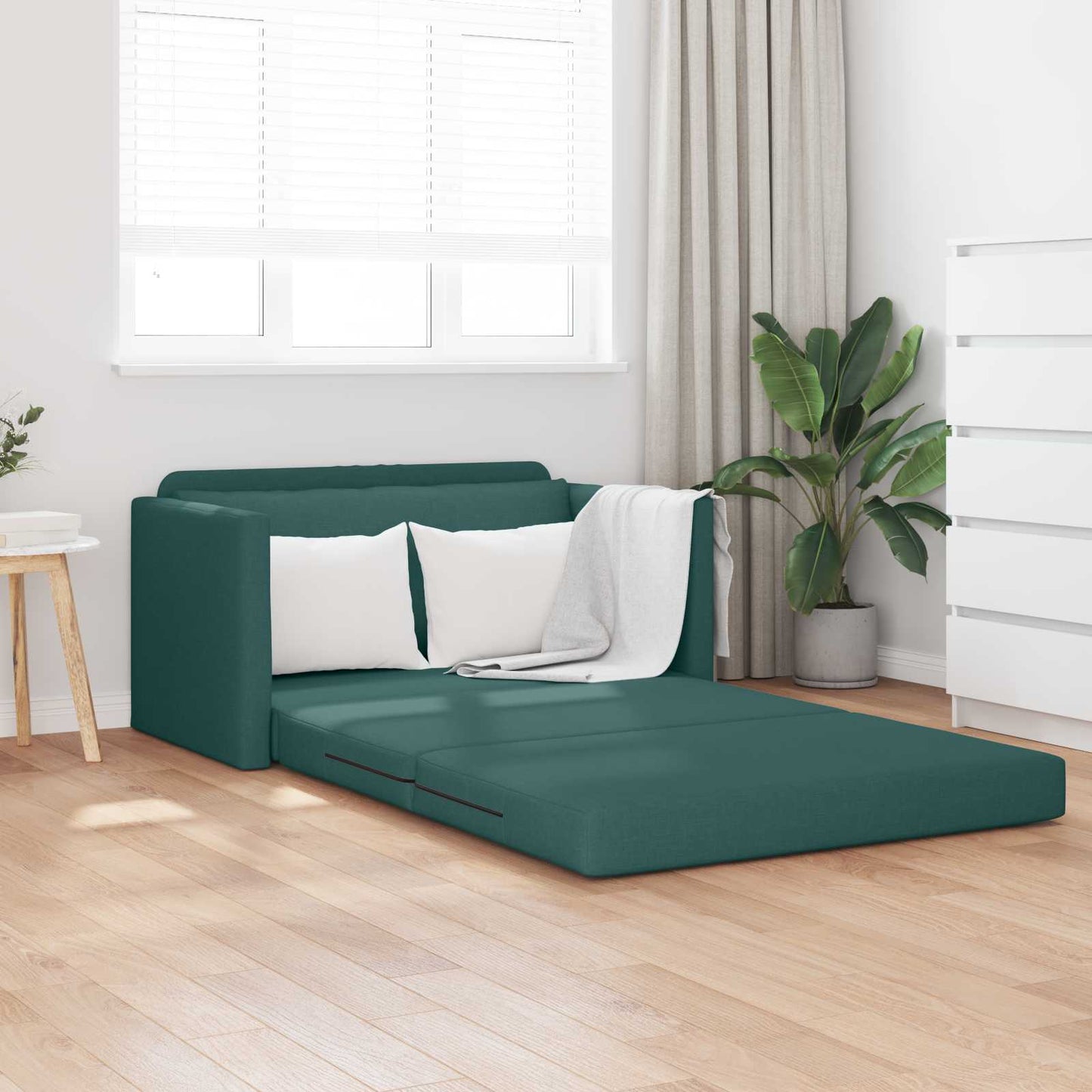 vidaXL Κρεβάτι καναπές 110cm Σκούρο Πράσινο ύφασμα