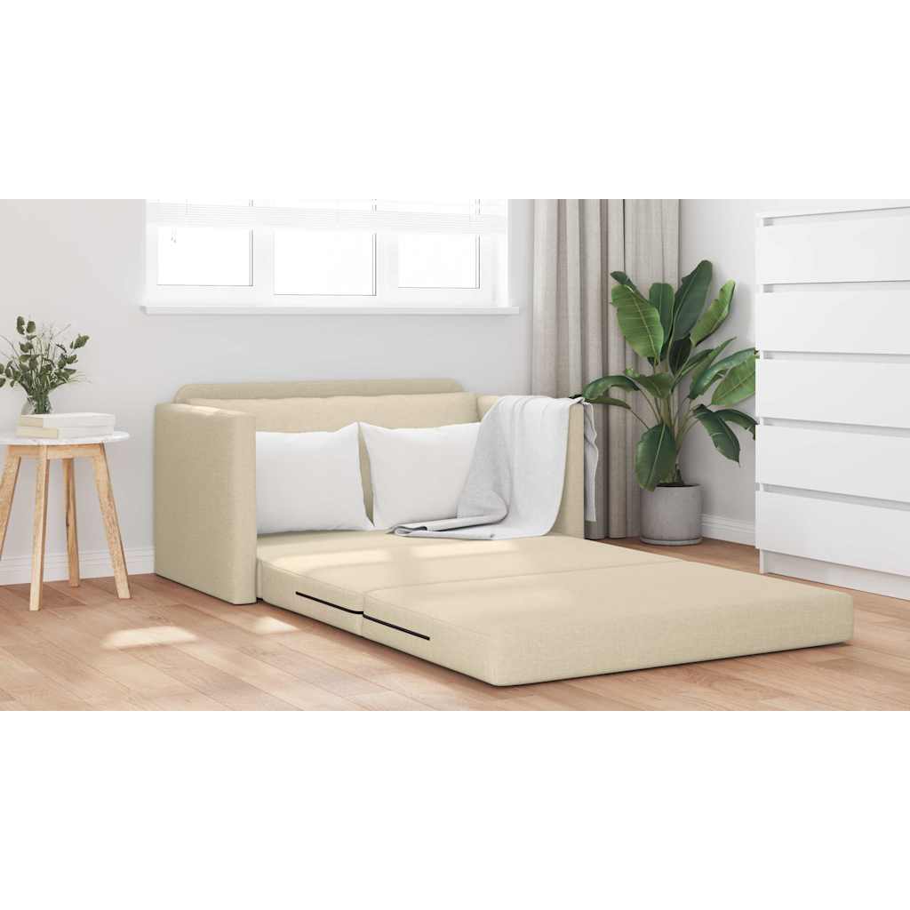 vidaXL Κρεβάτι καναπές 110cm Κρεμ ύφασμα