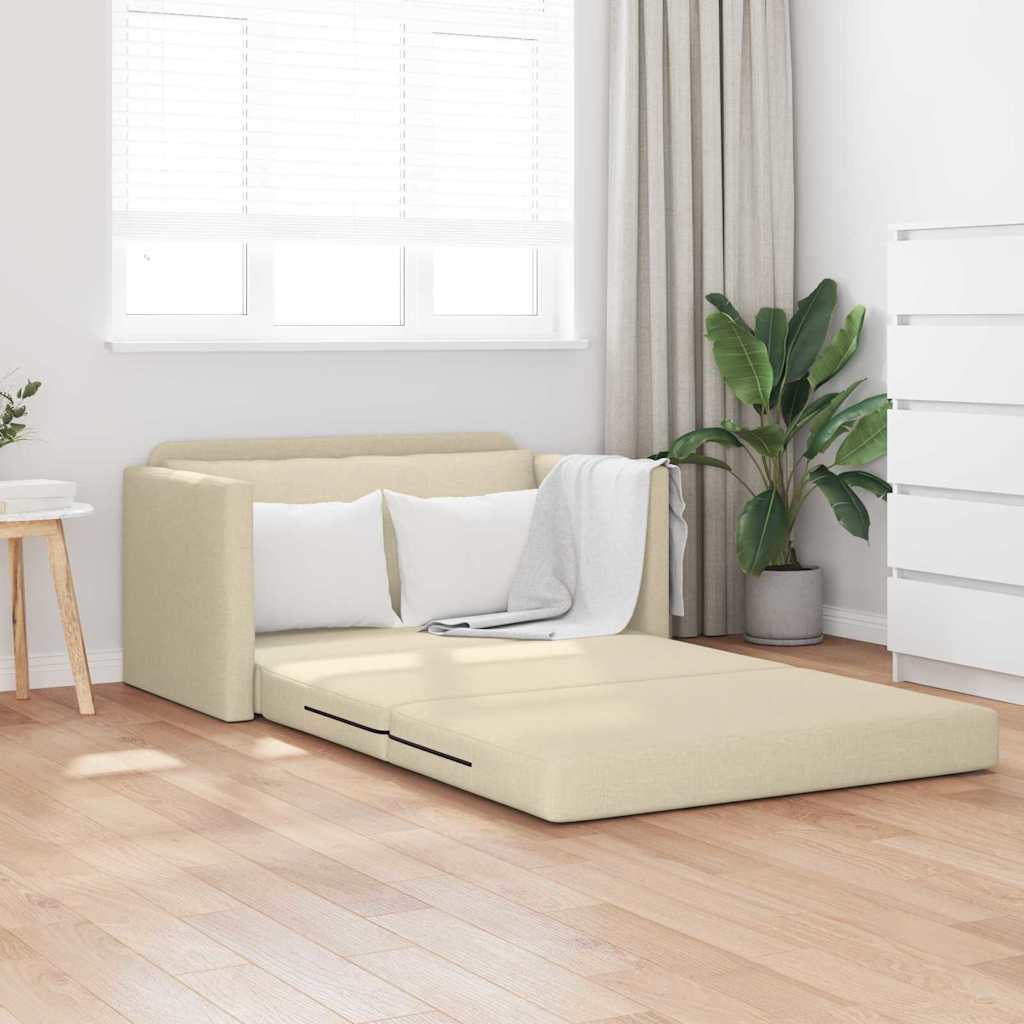 vidaXL Κρεβάτι καναπές 110cm Κρεμ ύφασμα