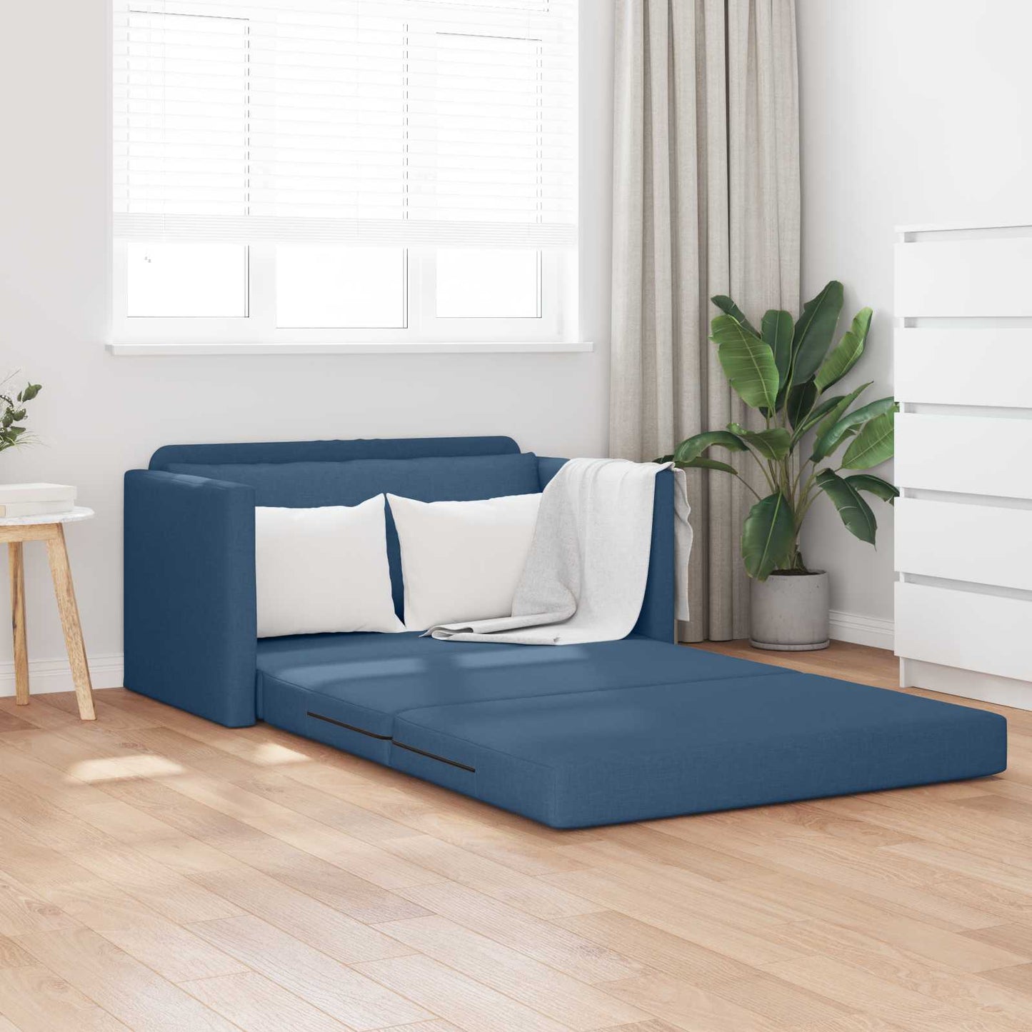 vidaXL Κρεβάτι καναπές 110cm Μπλε ύφασμα