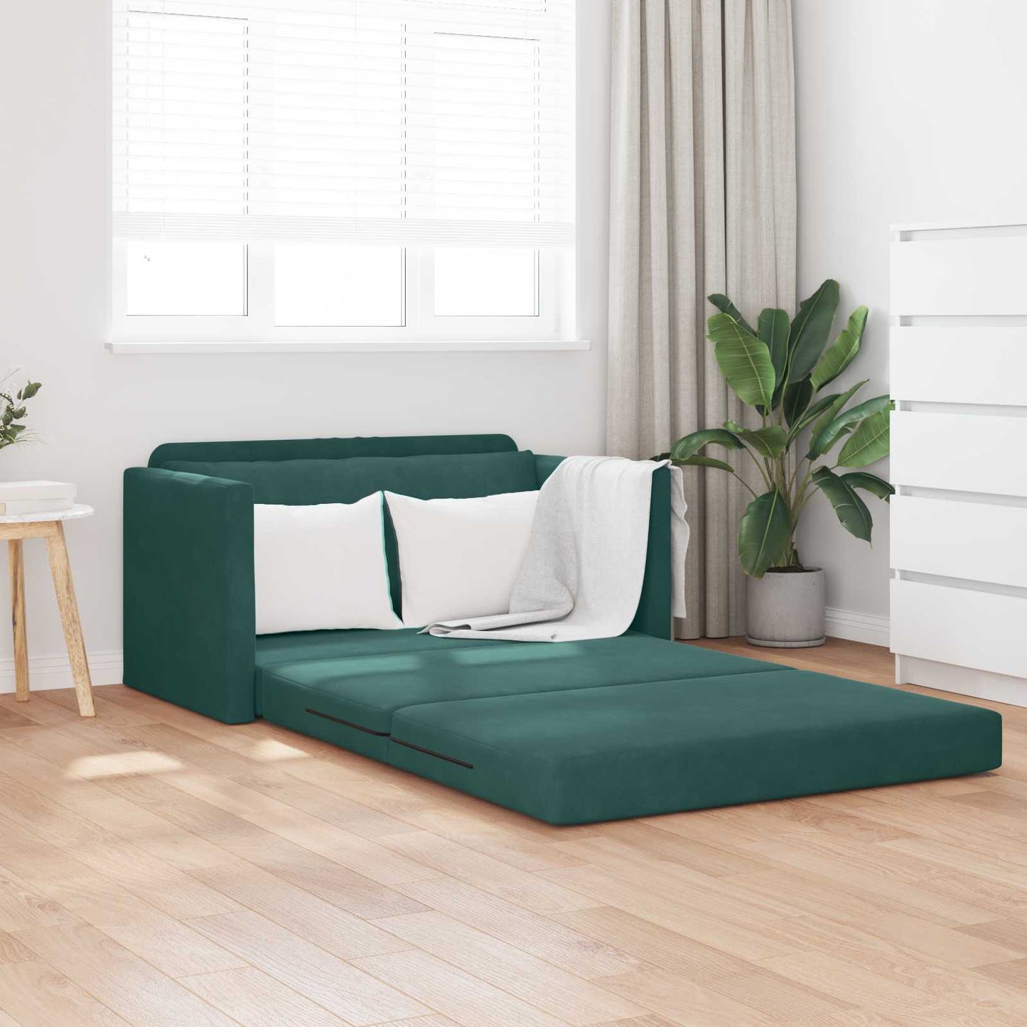 vidaXL Κρεβάτι καναπές Σκούρο Πράσινο 124 x 71 x 78 εκ Βελούδο