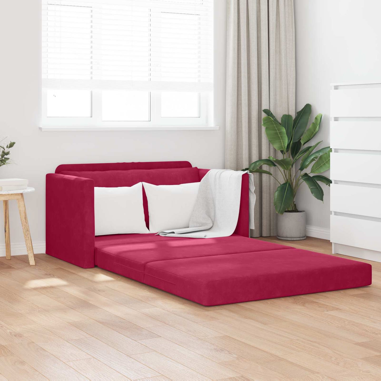 vidaXL Κρεβάτι καναπές Κόκκινο 124 x 71 x 78 εκ Βελούδο