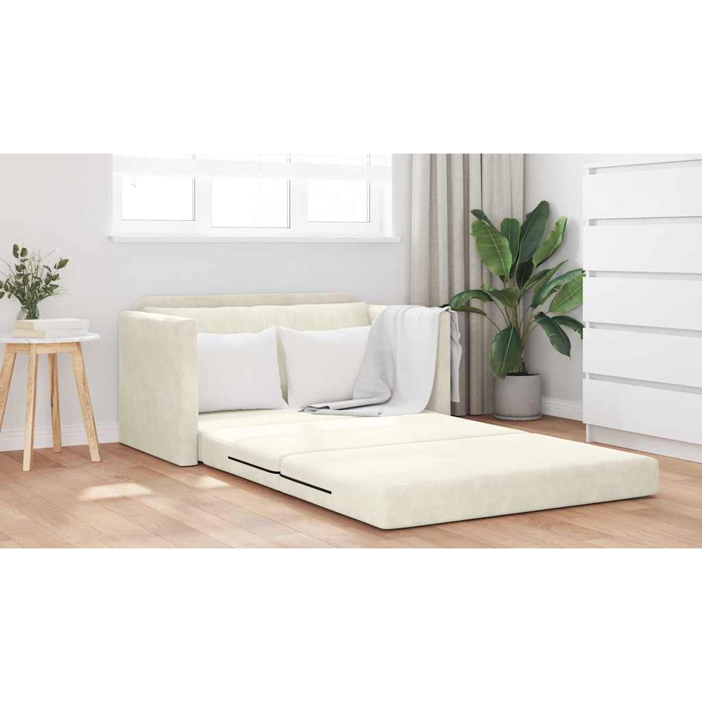 vidaXL Κρεβάτι καναπές 110cm Κρεμ Βελούδο