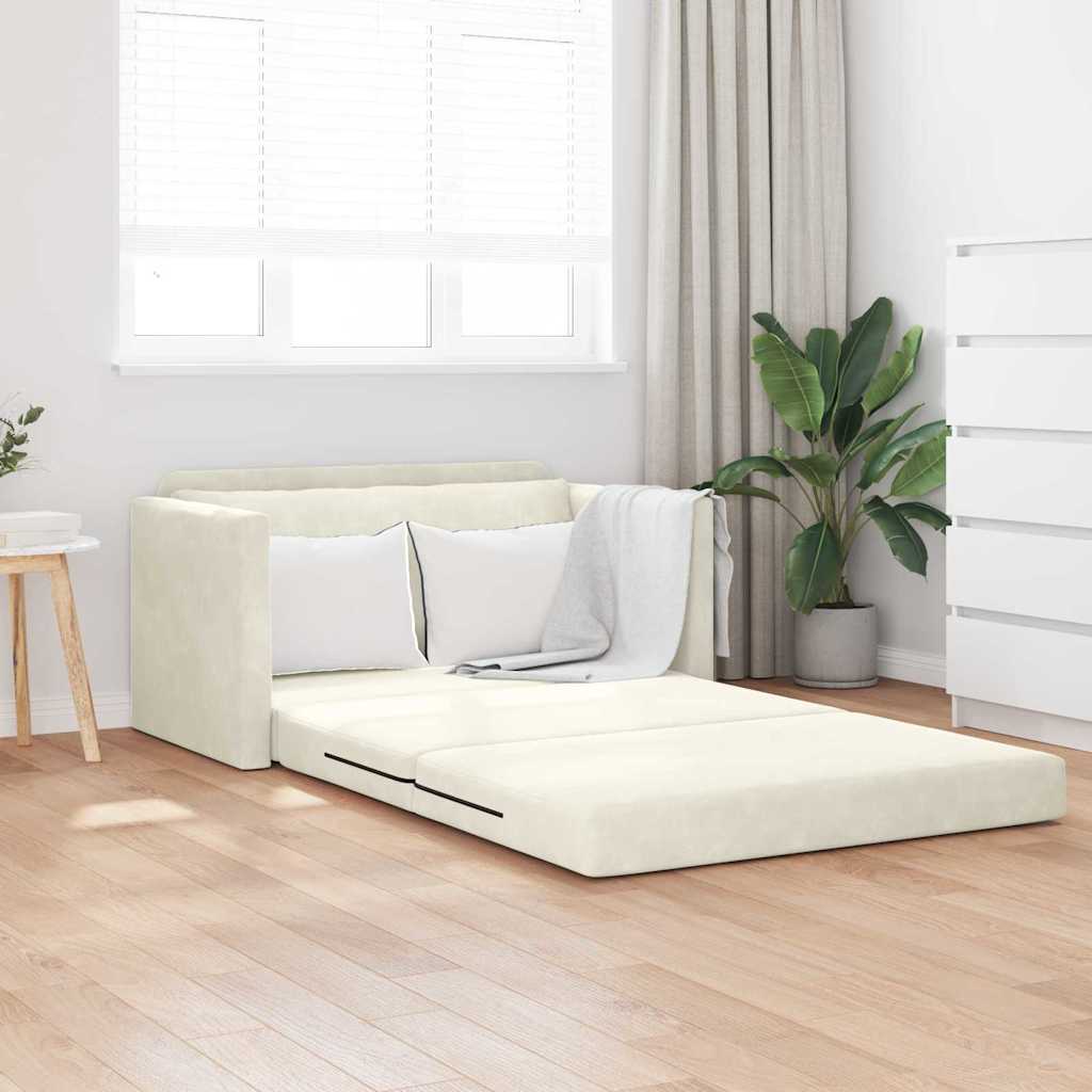 vidaXL Κρεβάτι καναπές 110cm Κρεμ Βελούδο