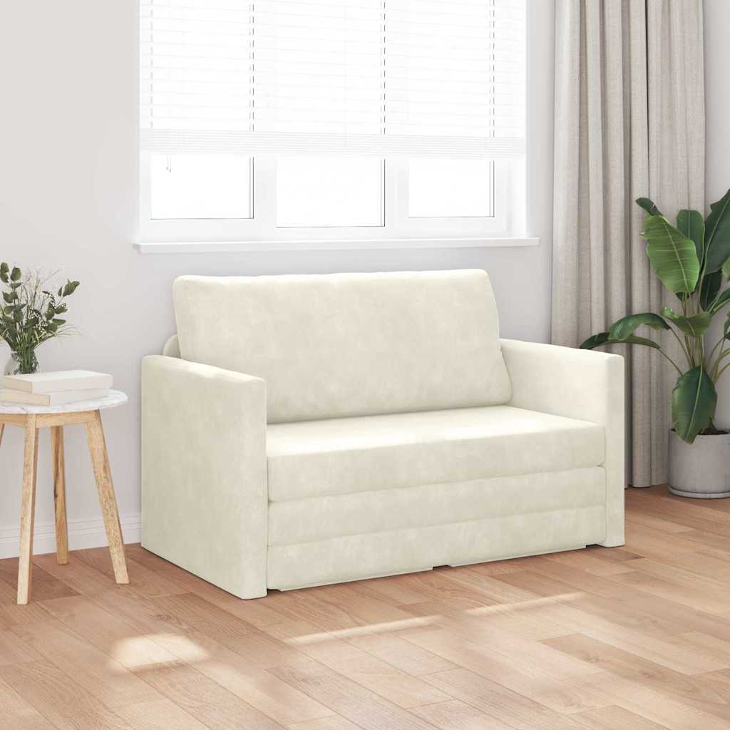 vidaXL Κρεβάτι καναπές 110cm Κρεμ Βελούδο