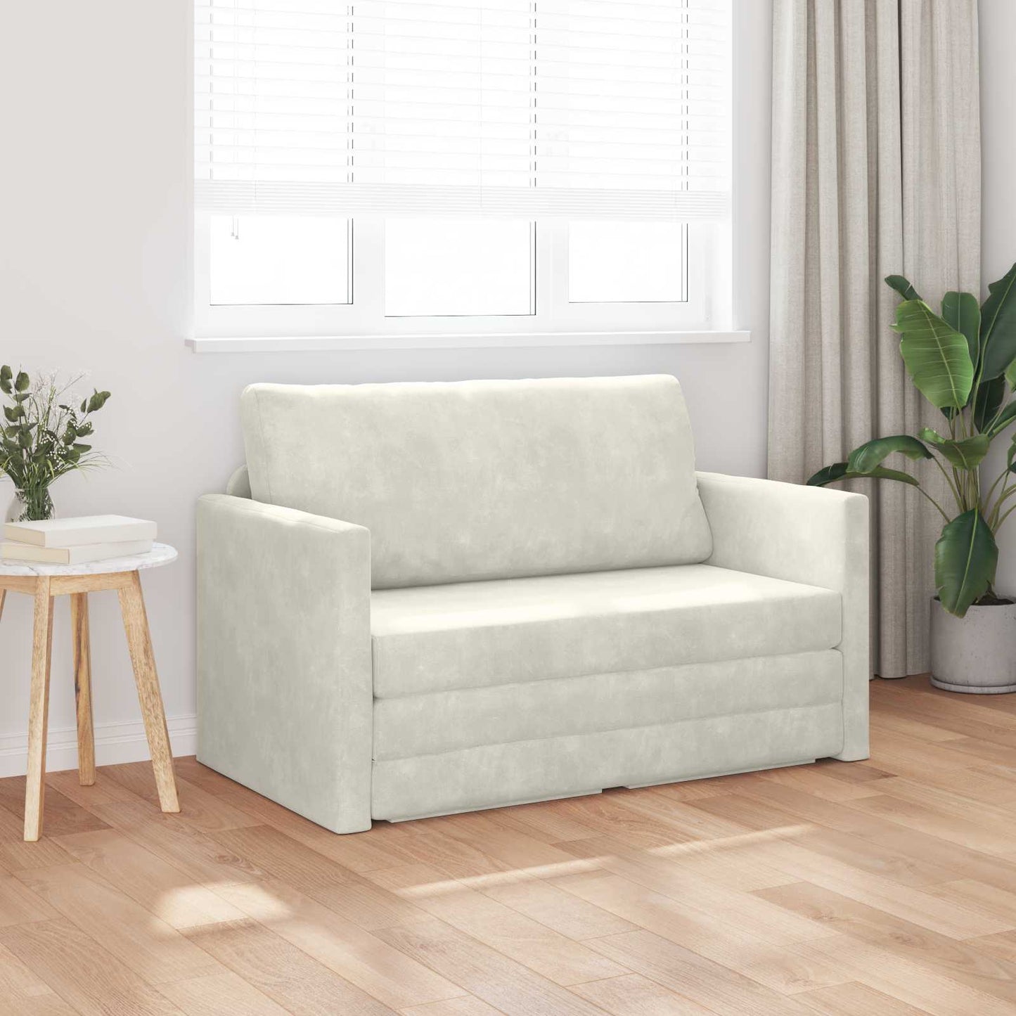 vidaXL Κρεβάτι καναπές 110cm Κρεμ Βελούδο