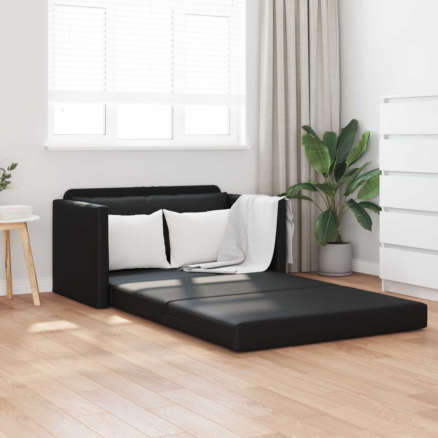 vidaXL Κρεβάτι καναπές 110cm Μαύρο Δερματίνη
