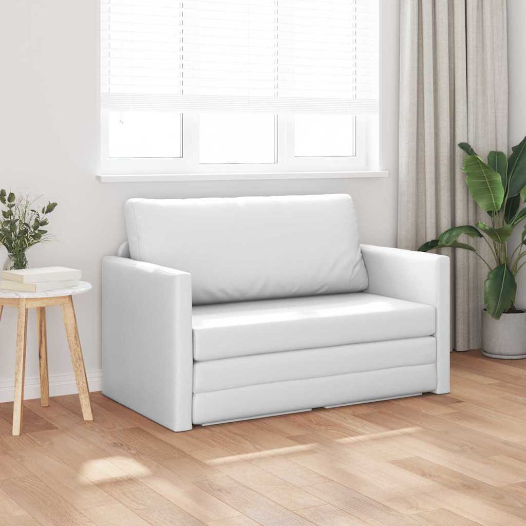 vidaXL Κρεβάτι καναπές 110cm Λευκό Δερματίνη