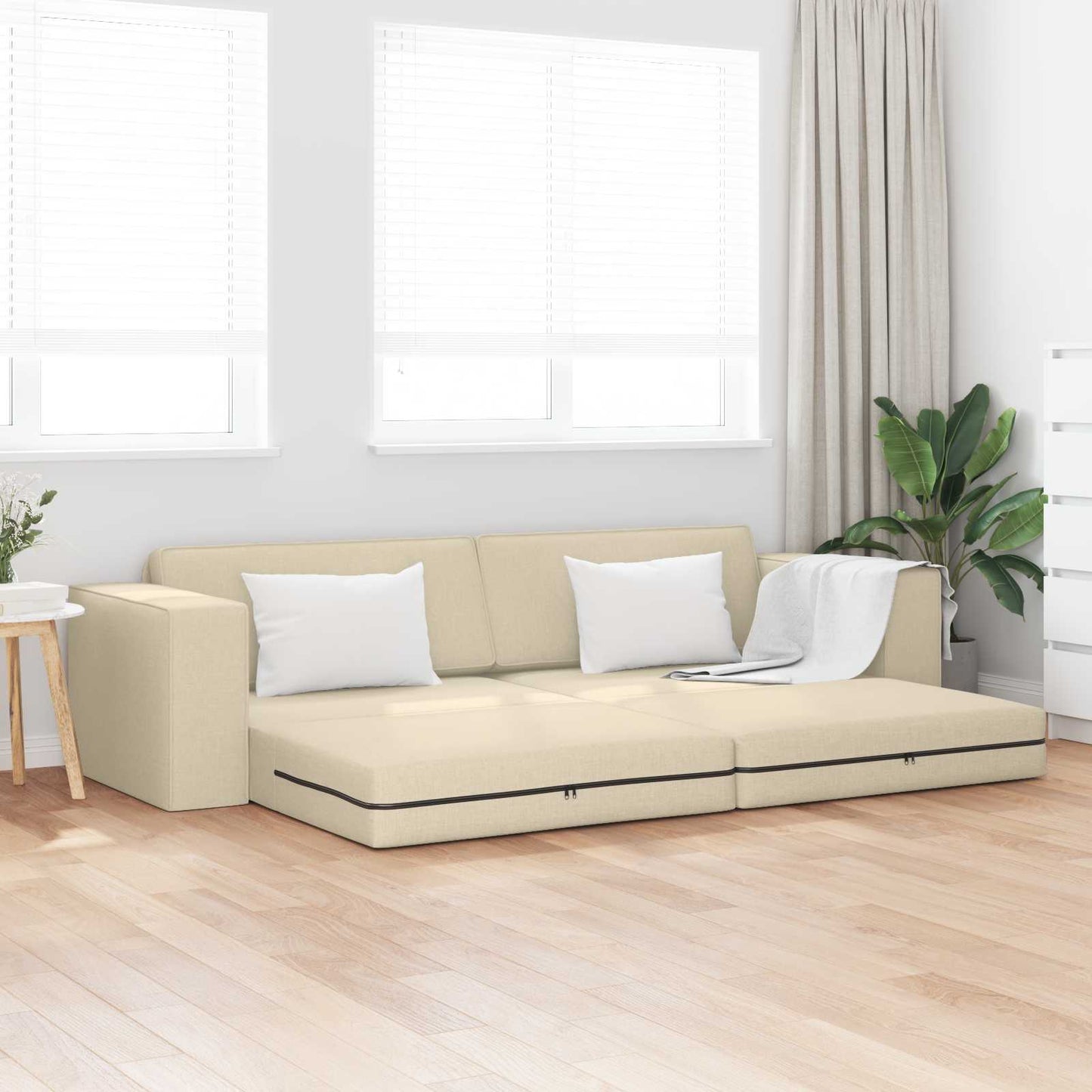 vidaXL Κρεβάτι καναπές Κρεμ 245 x 78 x 77 εκ. ύφασμα