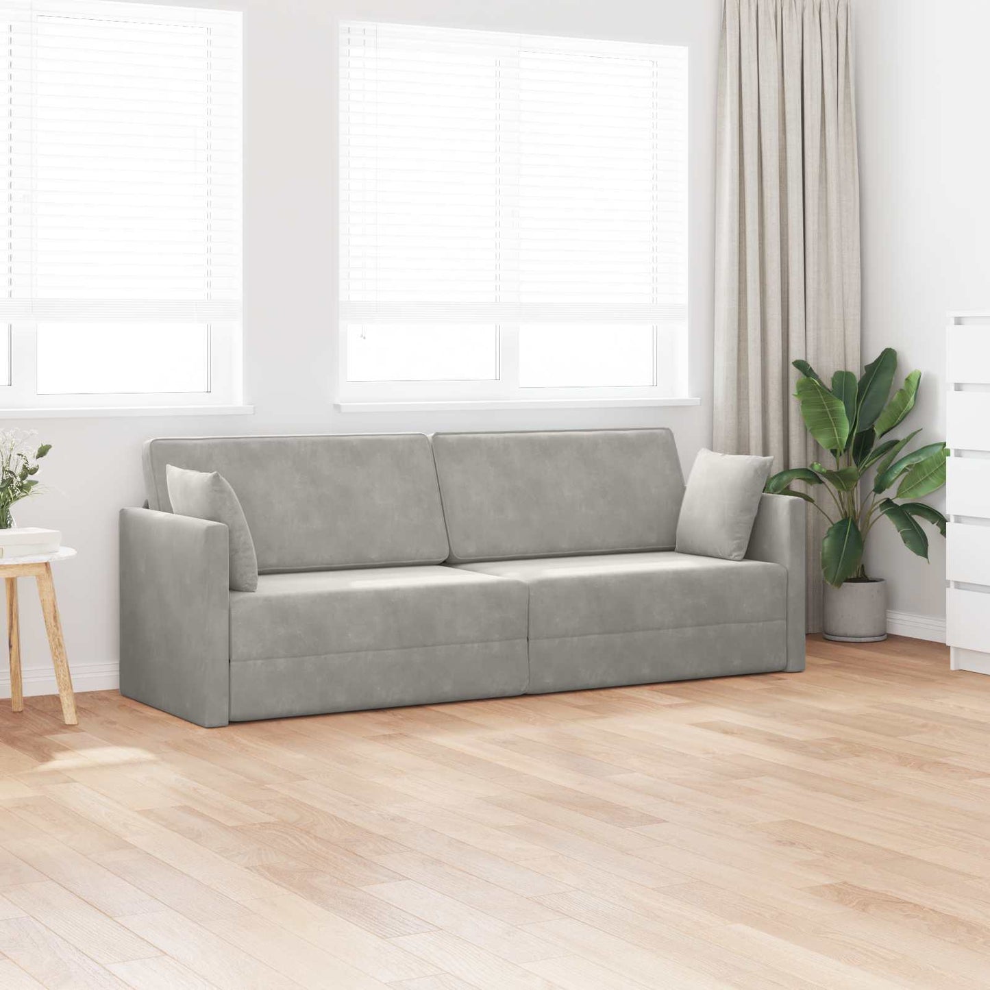 vidaXL Καναπές-κρεβάτι δαπέδου Ανοιχτό γκρι 213 x 70 x 77 εκ Βελούδο
