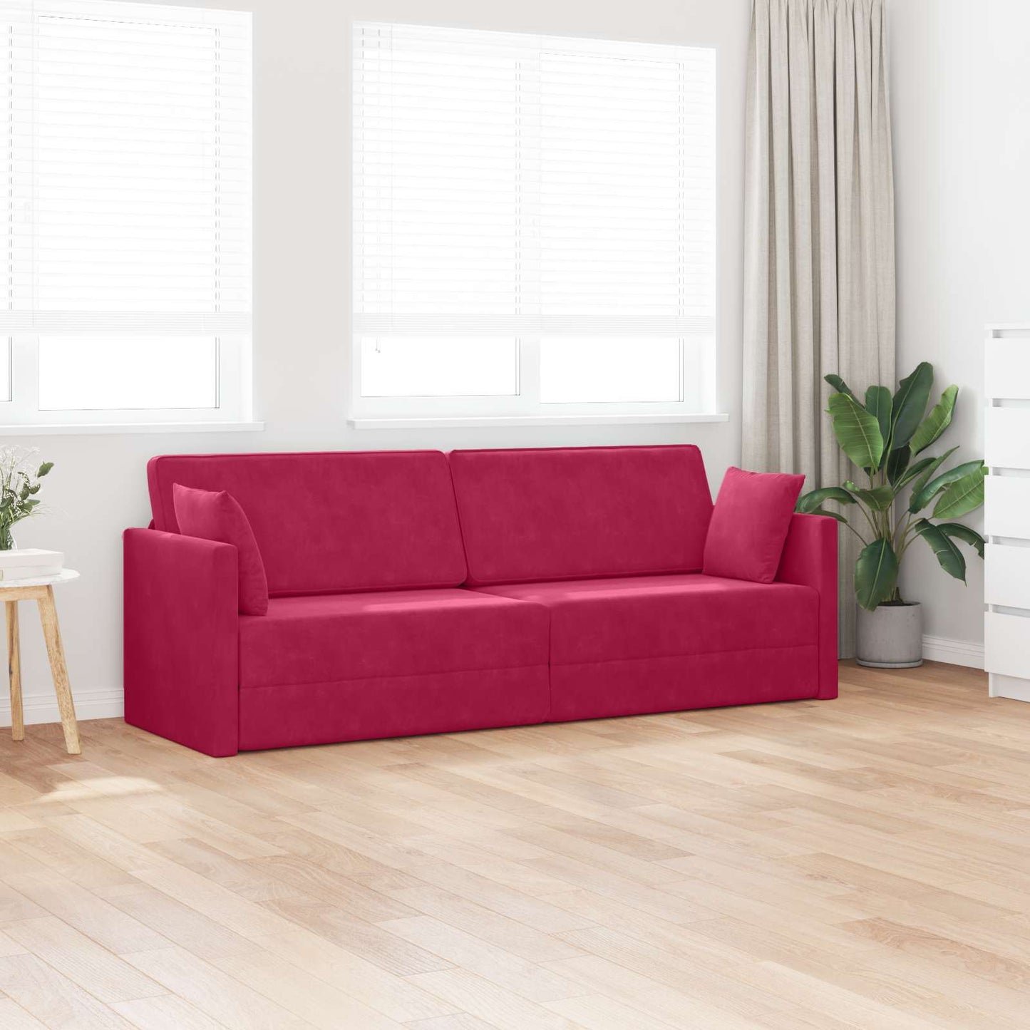 vidaXL Καναπές-κρεβάτι δαπέδου Κόκκινο 213 x 70 x 77 εκ Βελούδο