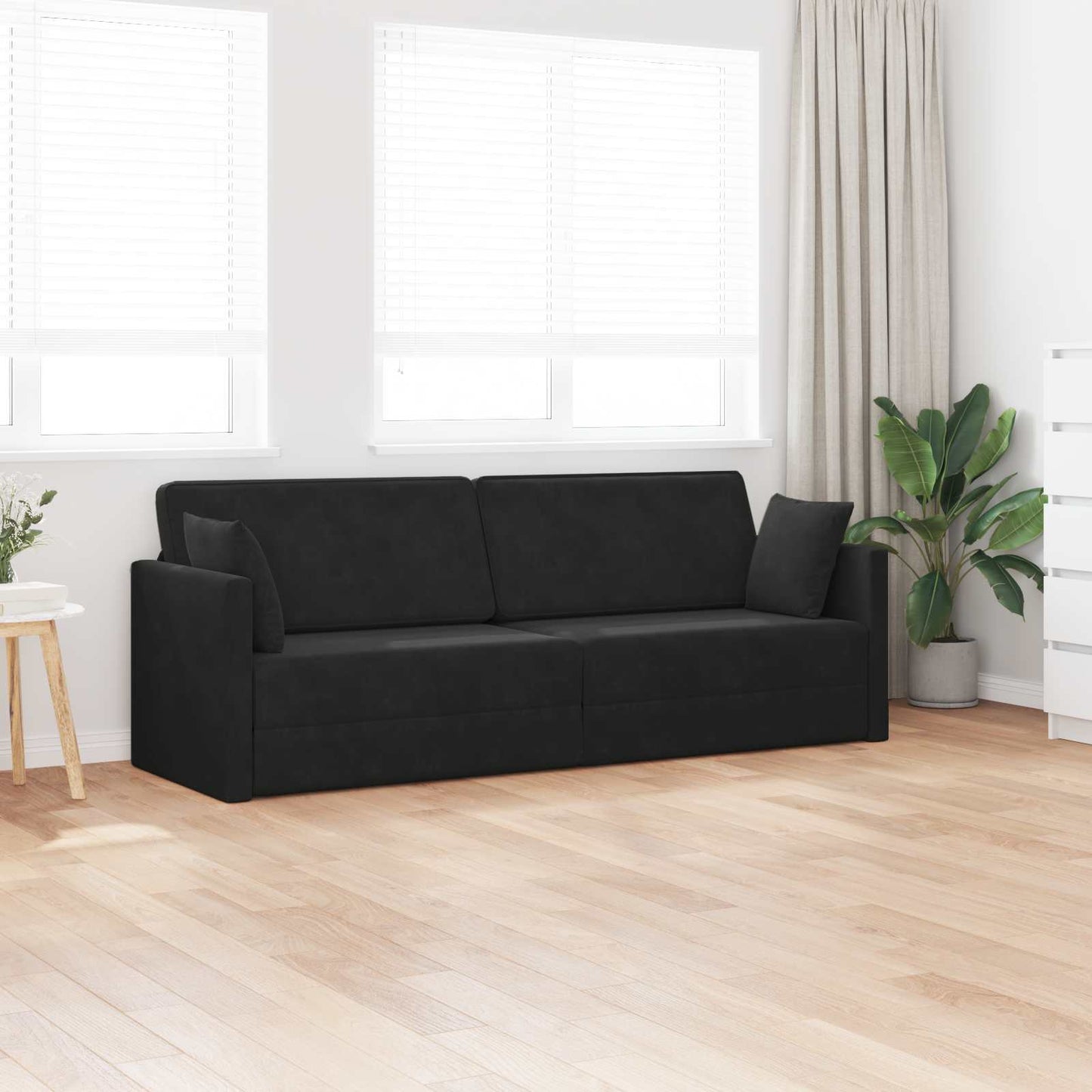 vidaXL Καναπές-κρεβάτι δαπέδου Μαύρο 213 x 70 x 77 εκ Βελούδο