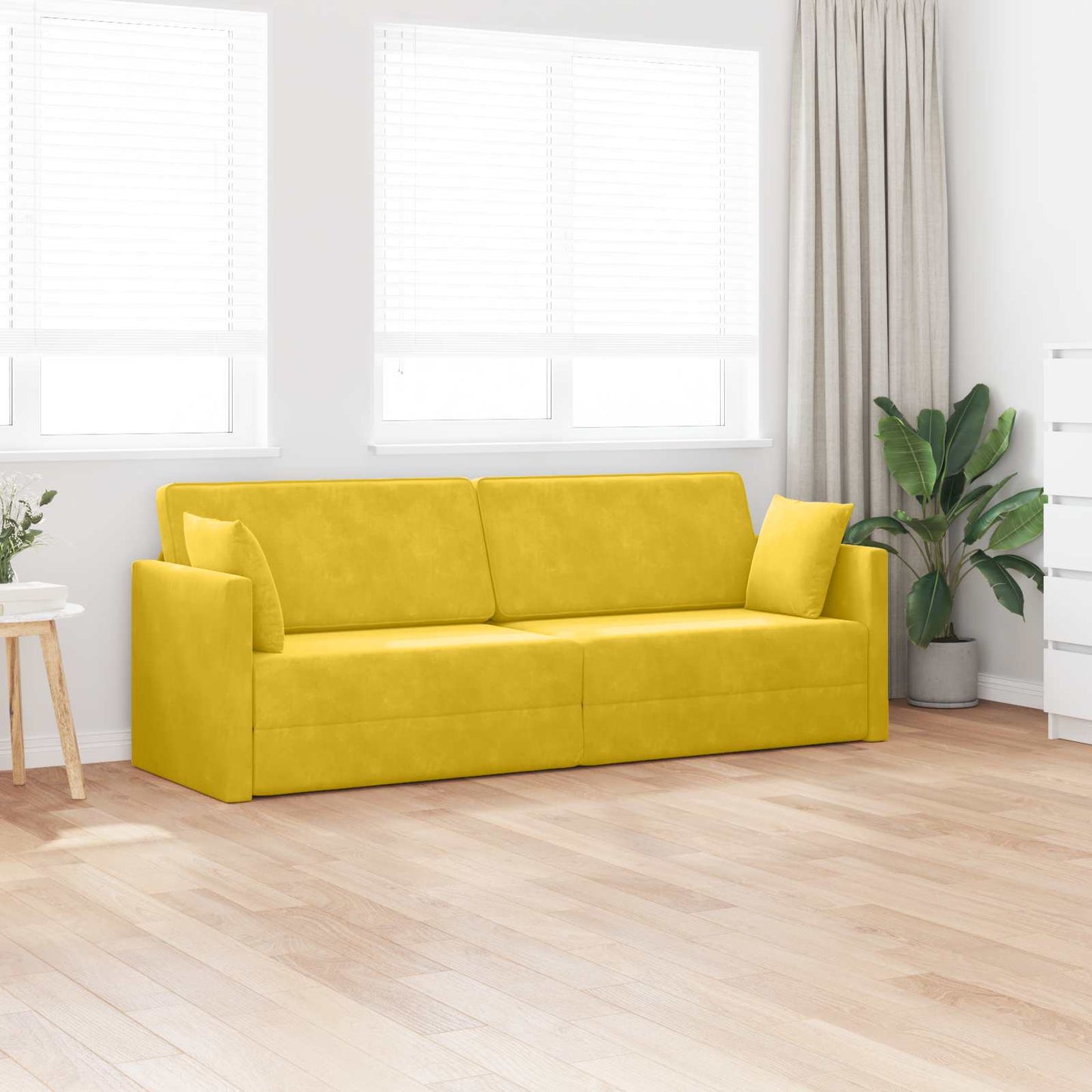 vidaXL Καναπές-κρεβάτι δαπέδου Κίτρινο 213 x 70 x 77 εκ Βελούδο