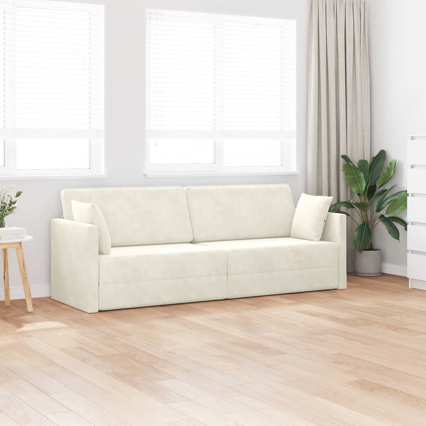 vidaXL Καναπές-κρεβάτι δαπέδου Κρεμ 213 x 70 x 77 εκ Βελούδο