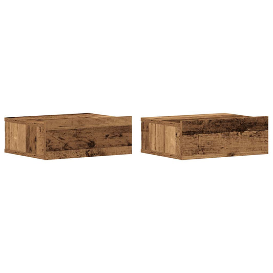 vidaXL Κομοδίνα Κρεμαστά 2 τεμ. Παλιό ξύλο 40x32x15εκ. από Μοριοσανίδα