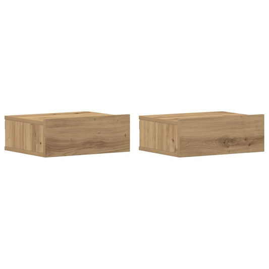 vidaXL Κομοδίνα Κρεμαστά 2 τεμ. Δρυς τεχνίτης 40x32x15 εκ. Μοριοσανίδα