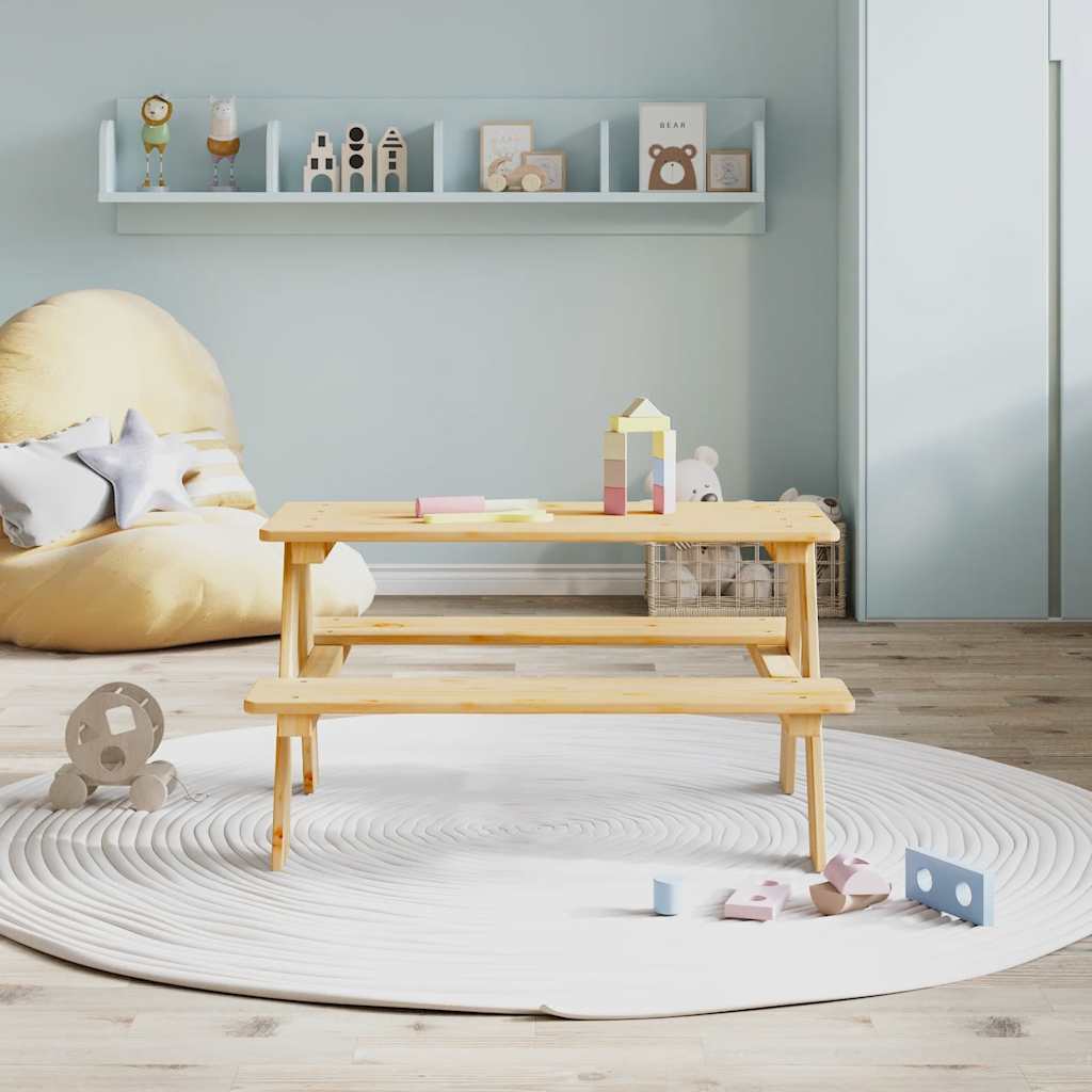 vidaXL Παιδικό Τραπέζι με Πάγκους IRUN 90x79,5x50 εκ. από Μασίφ Ξύλο