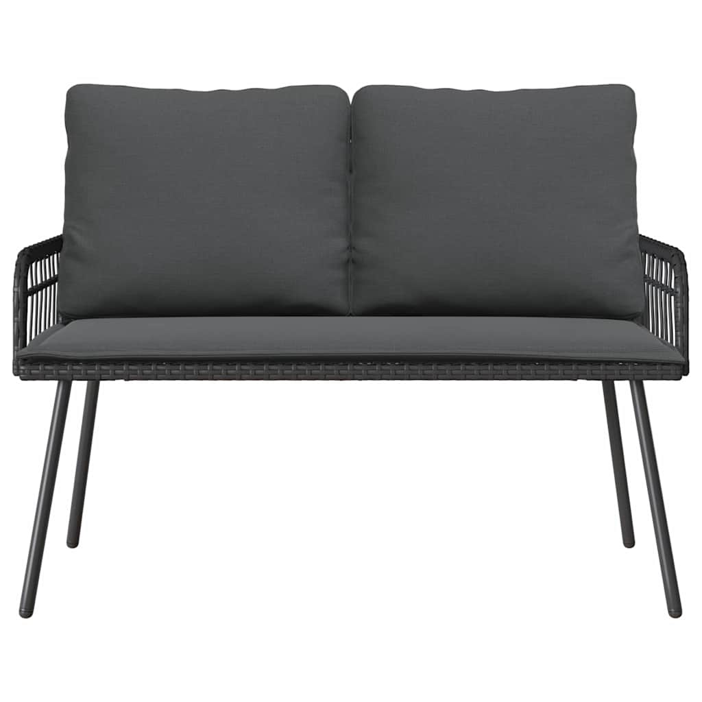 vidaXL Σετ Φαγητού Κήπου 2 Τεμαχίων με Μαξιλάρια Μαύρο Ρατάν