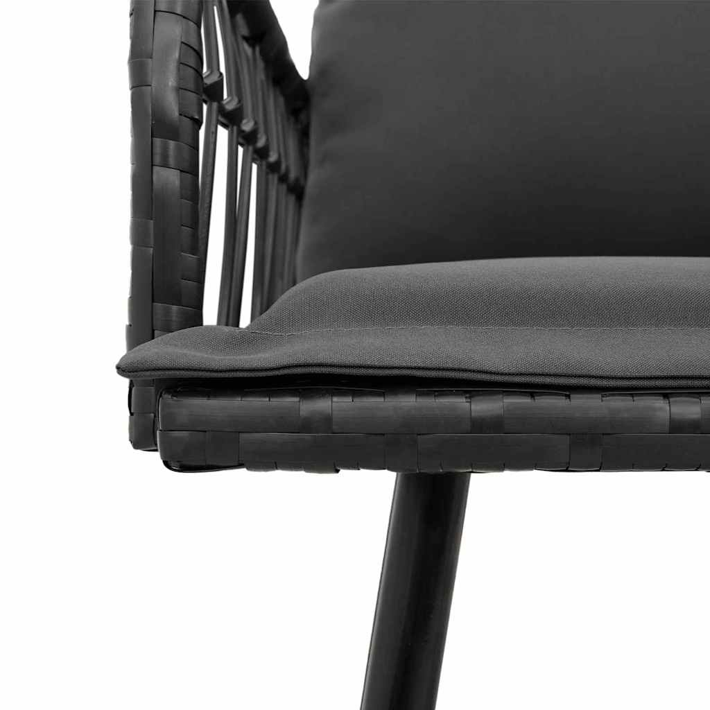 vidaXL Σετ 2 Τεμαχίων Καναπέ Κήπου με Μαξιλάρια Μαύρο Συνθετικό Ρατάν