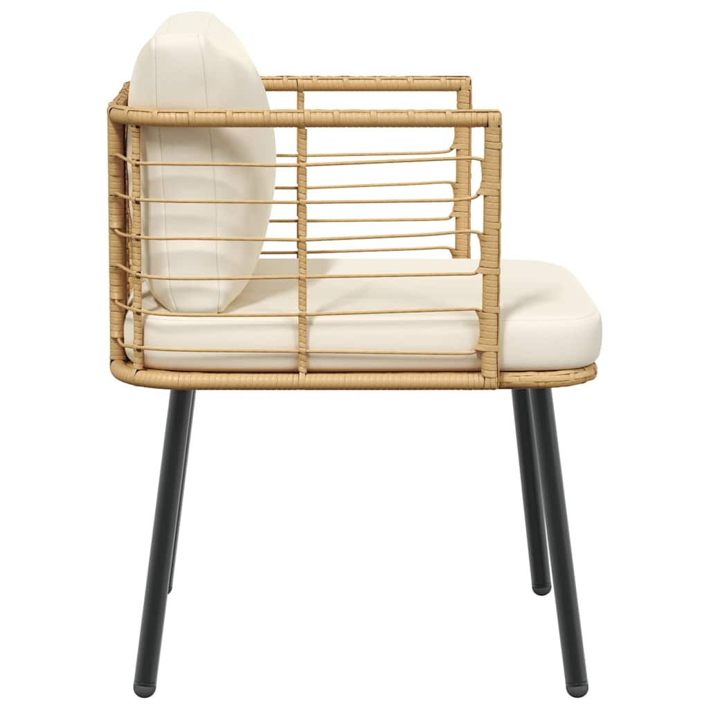 vidaXL Καρέκλες κήπου 2 τεμάχια με μαξιλάρια Φυσικό Poly Rattan