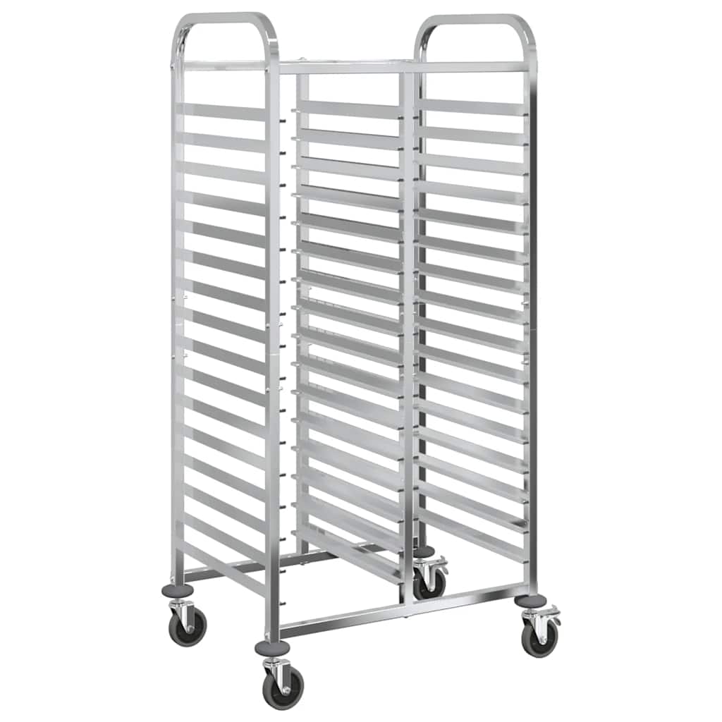 vidaXL Τρόλεϊ Δίσκου με 32 Δοχεία GN 75x55x162,5 εκ. από Ανοξείδωτο Ατσάλι